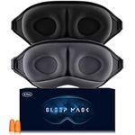 Eye Mask for Sleeping, 2 Packs 3D Contoured Cup Sleep Mask for Men Women, Soft Breathable Blackout Blindfold, Travel Eye Cover, Night Sleeping Mask with Adjustable Buckle for Side Sleeper (Black+Gray)