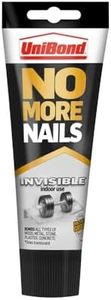 UniBond No More Nails Invisible, Heavy-Duty Clear Glue, Strong Glue for Wood, Ceramic, Metal & More, Instant Grab Mounting Adhesive, 1 x 184g Tube , White