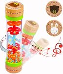 BIUWING Rainmaker Rain Sticks, Mini Wooden Musical Shake, Beaded Raindrops - Turn Over and Watch The Colorful Beads Flow Down The Tube as It Creates The Soothing Sound of Rain