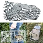 Large Humane Live Animal Trap Cage, Catch and Release Rabbits, Squirrel, Raccoon and Similar Size, Reusable Rodent Trap Galvanised Mesh Dormouse Rat Mouse Trap, Easy to Set, 24 x7.5 x8.3 inch