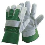 FZTEY Thick Gardening Work Gauntlets, Reinforced Leather Heavy duty Cut Knife Thermal Gloves For Men and Women Lady Gift, Safety Protective Rigger Washable Gripper (L, Green, 1 Pairs)