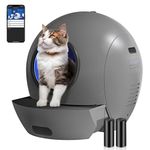 Nafcefi Self Cleaning Litter Box for Cats, Automatic Cat Litter Box with 2 Pack Cat Litter Self Cleaning Large Robot Litter Box with App Control and Odor Removal Litter Box Grey