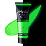 Artecho Glow in the Dark Paint, Neon Green Paint (120ml / 4.05oz) Tubes, Art Craft Paints for Canvas, Rock, Stone, Wood, Fabric, Art Supplies