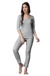 FF Winter Wear Thermal Upper Vest and Bottom Lower Warmer Combo for Women Long Johns Underwear Set Color - Grey (Size - 4XL)