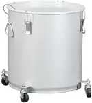 Fryer Grease Bucket 16 Gal, Coated Carbon Steel Oil Filter Pot with Caster Base, Oil Disposal Caddy, Transport Container with Lid Lock Clip Nylon Filter Bag, Silver