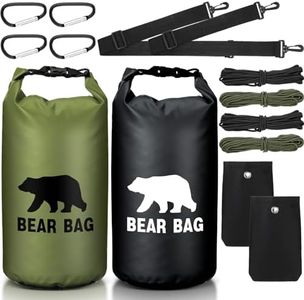 Foilswirl 2 Sets Bear Food Bag for Camping Ultralight Food Bag Hanging System Includes 2 Pcs 10 L Waterproof Bear Bag Pulley System and 4 Pcs Nylon Ropes 4 Pcs Clips 2 Pcs Rock Pouch (Black, Green)