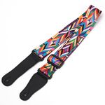 RKPM HOMES Guitar Strap I Soft Straps with PU Leather Ends I Adjustable Ultra Comfortable Belt I Modern Printed Design I for Electric, Acoustic, Bass, Classic Guitar, Ukulele (Geometric)