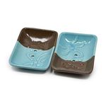 The Himalayan Goods Company - Stoneware Ceramic Handmade Soap Dish or Soap Trays or Soap Holders 5 x 3.5 inches (Turquoise)