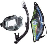 TUSA Sport Adult Imprex 3D Purge Mask and Dry Snorkel Combo, Black/Black, UC-3325P-BKBK