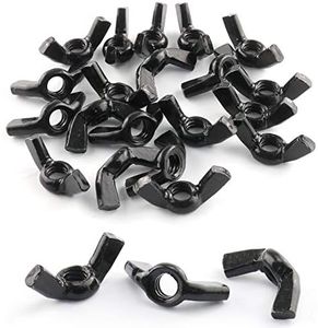 E-outstanding Wing Nut 20PCS 1/4Inch-20 Black Carbon Steel Wing Nuts Female Knobs Fastenings Hardware Fitting