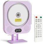 Kpop Purple CD Player,Wired CD Players for Home,Desktop/Wall Cute Bluetooth Speakers with IR Remote Control,FM Radio/CD Music Timer Alarm Clock with LED Display,Support CD/USB/TF/AUX/Copy