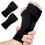 2pcs Copper Compression Hand and Wrist Sleeves Brace, Wrist Support Sleeve for Men & Women, Left/Right Palm Hand Support for Sports, Typing, Hand Instability, Relieve hand & Wrist Discomfort (M)