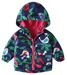 Girls Boys Fleece Lining Jacket Hood Windproof Coat Warm Softshell Zip Windbreaker Toddler Kids Outdoor Fashion Cute Printed Cartoon Jacket Hoodies for Spring Fall Winter Dark Forest 4-5T