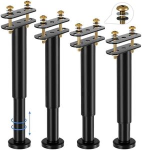 O.HSNYIU 4 PCS Adjustable Height Bed Support Legs for Bed Frame/Bed Center Slat, Heavy Duty Metal Bed Frame Center Support Legs 10-16inch, Upgrade Under Bed Replacement Leg with Wider Base