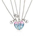 MenYiYDS 3 PCS BFF BROKEN PEACH HEART NECKLACE BEST FRIENDS BFF FRIENDSHIP NECKLACE BIRTHDAY GIFT NECKLACE PENDANT GIFT FOR GIRLS (PINK AND BLUE)