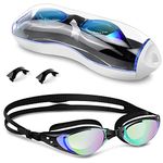 Swimming Goggles, Anti Fog Swim Goggles with UV, Unisex for Adult and Kids (BLACK WHITE)