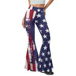 Suhoaziia USA Flag Seamless Women's Yoga Pants Trendy Flare Leggings Crossover Wide Leg Workout Pants Size S-2XL