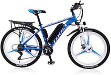 AKEZ 26" Electric Mountain Bikes for Adults,250W E-Bike for Men,Electric Bicycle All Terrain,36V 13Ah Removable Lithium Battery Road Ebike 21-speed 25km/h (blue)