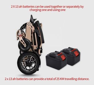 Automatic Foldable Electric Wheelchair – Lightweight Aluminum, Dual 13Ah Batteries, Remote Control