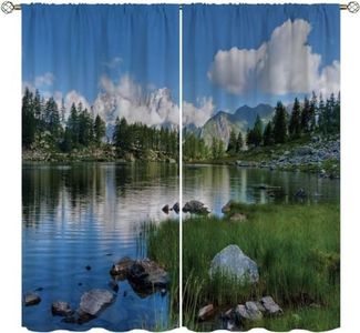 Wusihorld Lake Blackout Curtains Home Decor,Nature Landscape Forest and Lake in Italy Rural Rod Pocket Thermal Insulated Drapes Darkening Window Curtain for Girls Boy Bedroom Living Room 42 x 63 Inch