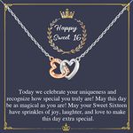 MYOSPARK Sweet 16 Gifts for Girls Sweet 16th Necklace Birthday Gift 16th Birthday Message Card Gift for Friend, Sister, Daughter, Niece (CA Happy Sweet 16th NL)