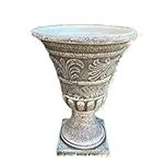 Darthome Ltd Stone Effect Urn Planter Plastic Round Tall Outdoor Garden Pot Stand Large 55cm