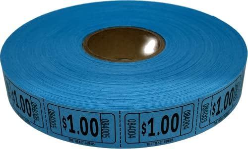 The Ticket Gurus-roll of 2000 Blue $1.00 Tickets Single Roll Consecutively Numbered Raffle Tickets