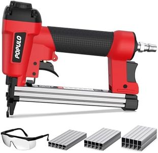 POPULO Pneumatic Staple Gun, Air Staple Gun with 3000 Staples and Safety Glasses, T50 Stapler for Upholstery, Woodworking, DIY, or Material Repair (Air Compressor Not Included)