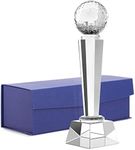 Juvale Crystal Glass Golf Trophy with Elegant Gift Box for Tournaments, Sports Competitions, Parties, Champion Award, Paperweight for Desktop and Table Decor (9 Inches)