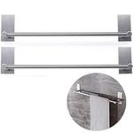 Self Adhesive Towel Bar 304 Stainless Steel Sticky Towel Holder Kitchen Storage Organizer Bar 17.32" Shelf Utensil Stick on Hanger Rustproof Wall Mount Towel Rack Towel Rail（2Pack