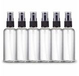 Zollyss Spray Bottles Clear Empty Fine Mist Plastic Mini Travel Bottle Set, Small Refillable Liquid Containers (100 ml Pack Of 6)