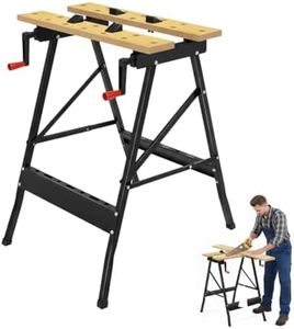 PANTREE Portable Folding Workbench, Adjustable Clamping Work Table with Vise, 100kg Load Capacity, Built-in Ruler & Protractor for Woodworking & DIY (Yellow)