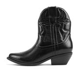 Soda RIGGING ~ Women Western Stitched Pointe Toe Low Heel Ankle Mid Shaft Boots, Black Metallic, 8