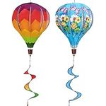 Giant Rainbow Butterfly Hot Air Balloon Garden Wind Spinners Large Pinwheels Lawn Yard Catchers Ornaments Windmills Outdoor Hanging Decor Whirligigs Wind Hanging Windsock 2Pack
