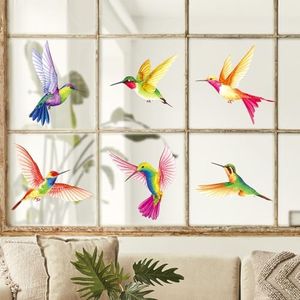 DECOWALL CDS2-9002 Hummingbirds Window Clings Stickers Peel and Stick Removable Glass Tint Film Decorations Reuseble Bird Strike Window Decals Anti Collision