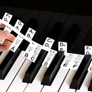 Piano Notes Guide for Beginner,88-Key Full Size Keyboard Stickers Labels with Semitones,Extra-Large Font with Organize Box (Black)
