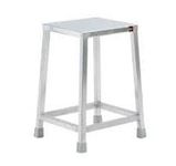 MILAD Stainless Steel Stool For Indoor And Outdoor Uses(30 L X 30 W X 50 H Cm's, Steel Color, Silver)