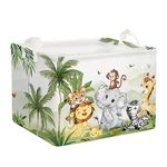 Clastyle Rectangular Safaci Animals Storage Baskets Tropical Rainforest Elephant Giraffe White Shelf Basket Clothes Books Toys Storage Bin for Bedroom Kindergarten