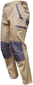BIG BEE Street Cargo Pants Stretch Cotton Work Pants Contrast Knee Pocket, Khaki Beige, 34