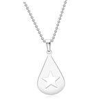 Guitar Pick Necklace for Men Women Stainless Steel Heaven Star Pendant Ball Chain Necklace Punk Style Guitar Necklace Music Jewelry (Silver)