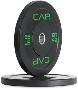 CAP Barbell Budget Olympic Bumper Plate Set with Green Logo, Black, 25 lb Pair