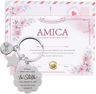 COLOFALLA Set Certificato Migliore Amica Portachiavi Amicizia Biglietto Auguri Compleanno Amica Scritte Italiano Busta Regalo Amica Compleanno Natale Regalo Laurea Collega