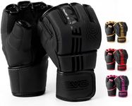 EVO Fitness Matte Black MMA Gloves Martial Arts Mitts Grappling Sparring Men Muay Thai Cage Fighting Boxing Combat Sports Women pink UFC Punching Bag Training (Large, Black)