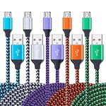 Micro USB Cable, Ailkin 5-Pack 6ft High Speed Nylon Braided Android Charging Cables for Samsung Galaxy J8/J7/S7/S6/Edge/Note5, Sony, Motorola, HTC, LG Android Tablets and More USB to Micro USB Cords