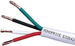 Monoprice Access Series 14 Gauge AWG CL2 Rated 4 Conductor Speaker Wire/Cable - 250ft Fire Safety in Wall Rated, Jacketed in White PVC Material 99.9% Oxygen-Free Pure Bare Copper