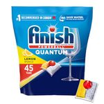 Finish Power Ball Quantum Dishwasher Detergent Pods, No pre sinse needed, For Deep clean & sparkling shine, Lemon Sparkle, 45 Tabs