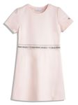 Calvin Klein Pink Viscose Taping Crew Neck Short Sleeve Regular Fit Girls Dress (Size- 8) - IG01828TCE