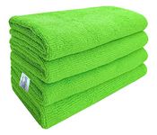 SOFTSPUN Microfiber Cloth - 4 pcs - 30 x 40 cms - 340 GSM - Green - Super Soft Absorbent Cleaning Towels Cleans & Polishes Everything in Your Home.