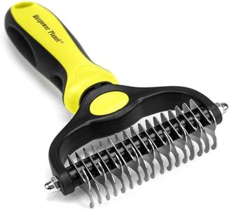 Maxpower Planet Pet Grooming Brush - Double Sided Shedding, Dematting Undercoat Rake for Dogs and Cats - Extra Wide Dog Grooming Brush - Yellow