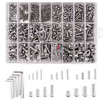 Loscrew 990Pcs M2 M3 M4 M5 M6 304 Stainless Steel Hex Socket Button, Machine Screw Nut and Bolt Assortment Kit + Hex Wrenches Wrench(5PCS)
